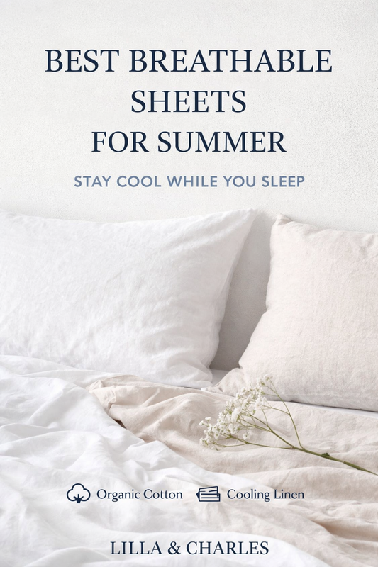 best breathable sheets for summer image showcasing a bed draped with linen for the brand lilla and charles